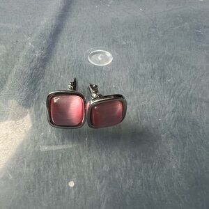 Elegant Pink and Silver Cufflinks